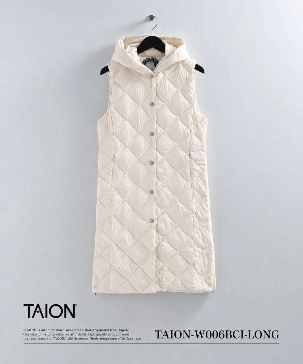 TAION (WOMEN)シティフードロング　ダウンジレ　サイズ XL シティ フード ロングダウンジレ｜TAION公式 – TAIONインナーダウン