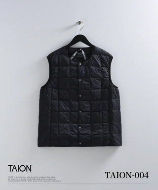 ベーシック クルーネックボタン インナーダウンベスト<TAION-004>