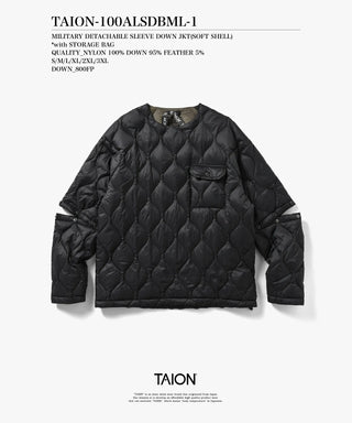 ミリタリー ディタッチャブルスリーブ ダウンジャケット-ソフトシェル<TAION-100ALSDBML-1>
