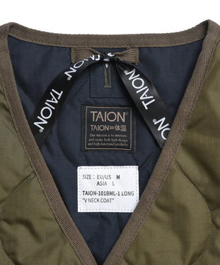 ミリタリー Vネックジップ ダウンジャケット<TAION-W101ZML-1>