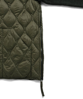 ミリタリー ハイネック ニット+ダウン ジャケット-ソフトシェル<TAION-W102ALSSNZML-1>