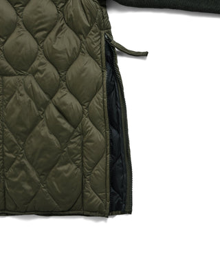 ミリタリー ハイネック ニット+ダウン ジャケット-ソフトシェル<TAION-102ALSSNZML-1>