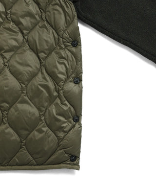 ミリタリー クルーネック ニット+ダウンジャケット-ソフトシェル<TAION-W104ALSSNBML-1>