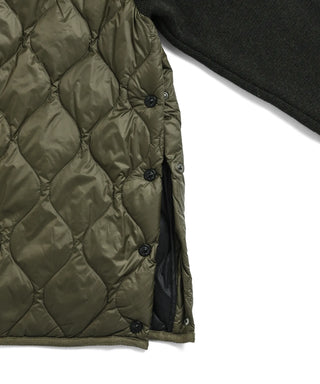 ミリタリー クルーネック ニット+ダウンジャケット-ソフトシェル<TAION-W104ALSSNBML-1>