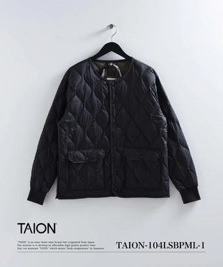 ミリタリー オーバーサイズクルーネック ダウンジャケット-ソフトシェル<TAION-104LSBPML-1>