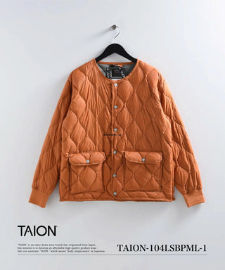 ミリタリー オーバーサイズクルーネック ダウンジャケット-ソフトシェル<TAION-104LSBPML-1>