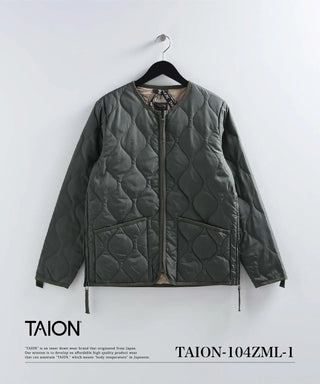 ミリタリー クルーネックWジップ ダウンジャケット<TAION-104ZML-1>