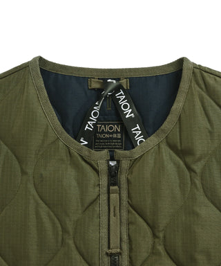 ミリタリー クルーネックWジップ ダウンジャケット<TAION-104ZML-1>