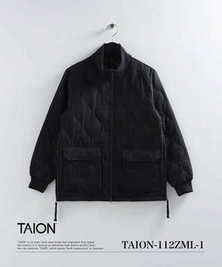 ミリタリー リブハイネックWジップ ダウンジャケット<TAION-112ZML-1>