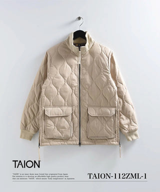 ミリタリー リブハイネックWジップ ダウンジャケット<TAION-112ZML-1>
