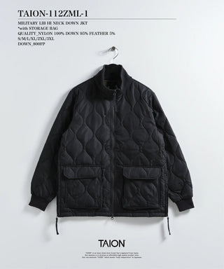 ミリタリー リブハイネックWジップ ダウンジャケット<TAION-112ZML-1>