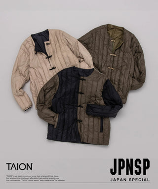 ジャパンスペシャル チャイナボタン ダウンジャケット<TAION-JK01JS>