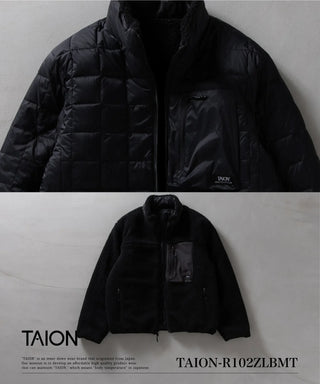マウンテン リバーシブル ハイネック ライトダウン×ソフトボア ジャケット<TAION-R102ZLBMT>