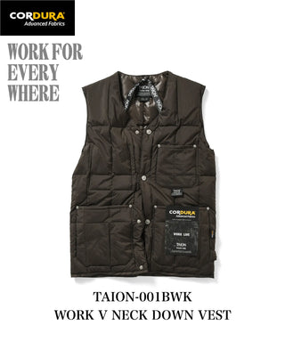 ワーク Vネックボタン ダウンベスト<TAION-001BWK>