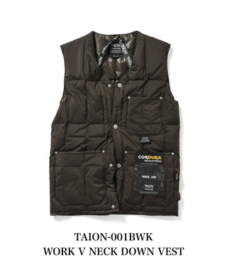 ワーク Vネックボタン ダウンベスト<TAION-001BWK>