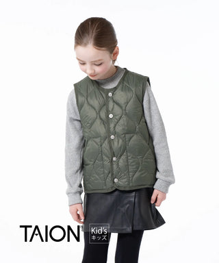 【KIDS】ミリタリー クルーネックボタン ダウンベスト-ソフトシェル<TAION-K004ALSBML-1>