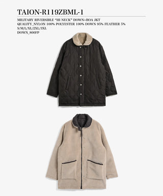 ミリタリー リバーシブル N-1 ダウンジャケット<TAION-R119ZBML-1>