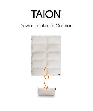 ルームダウン 超軽量 800FP 羽毛膝掛け クッションカバー付き（ブランケットサイズ）<TAION-H105W145-DIC>