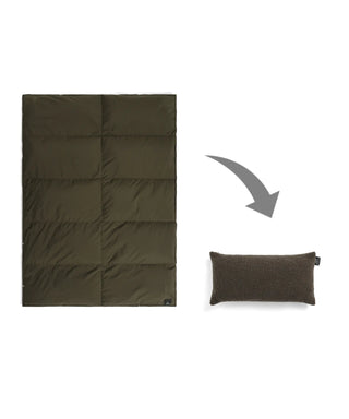 オリーブ-ダークグレーボアクッション