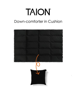 ルームダウン  超軽量 800FP 羽毛布団 ダウン増量150% クッションカバー付き（セミダブルサイズ〜）<TAION-H210W145-DICSP>
