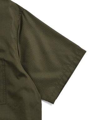 ノンダウン ミリタリー ボタンスリット ハーフスリーブ シャツ <TAION-019SHNDML-4>