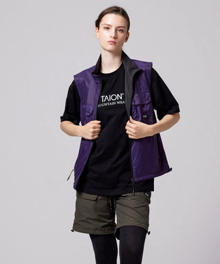 ダークパープル×ブラック（表側）／モデル身長 169cm／着用サイズ XS