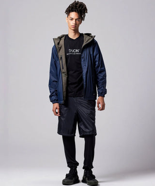 ダークオリーブ×ダークネイビー（裏側）／モデル身長 181cm／着用サイズ L