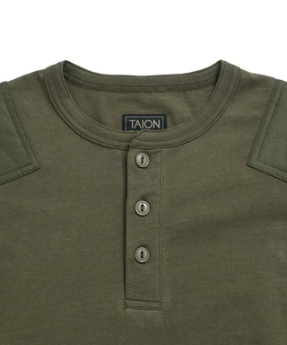 ノンダウン ミリタリー ヘンリーネック コマンドパッチ 七分袖 Tシャツ <TAION-TS05HNML-1>