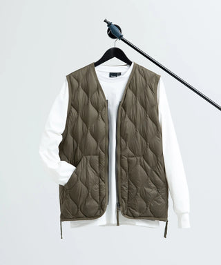 ミリタリー VネックWジップ ダウンベスト-ソフトシェル<TAION-001ALSZML-1>