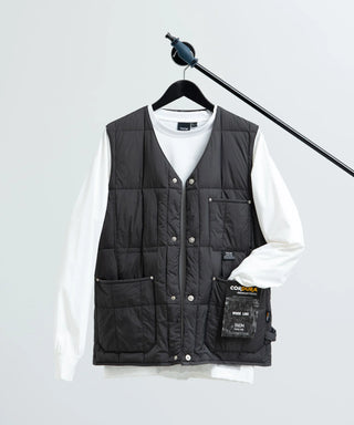 ワーク Vネックボタン ダウンベスト<TAION-001BWK>