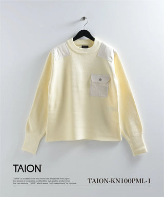 ノンダウン ミリタリー クルーネック ニット<TAION-KN100PML-1>