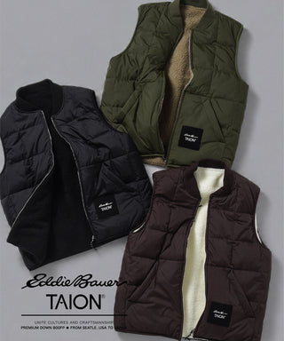 Eddie Bauer×TAION リバーシブル ダウン×ボア ベスト <E242850M>