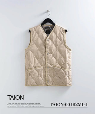 UNIFLO×TAIONアイボリー ダウンベスト ミリタリー Vネックボタン ダウンベスト – TAIONインナーダウン