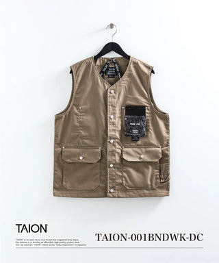 ノンダウン ワーク Vネックボタン ベスト-コットンダックキャンバス <TAION-001BNDWK-DC>
