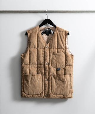 ワーク Vネックボタン コーデュロイ×ダウンベスト<TAION-001BWK-CT>