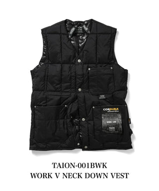 ワーク Vネックボタン ダウンベスト<TAION-001BWK>