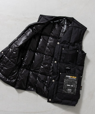 ワーク Vネックボタン ダウンベスト<TAION-001BWK>