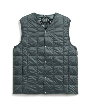 TAION V NECK BUTTON VEST グレー S/M 新品 ベーシック Vネックボタン ダウンジレ – TAIONインナーダウン