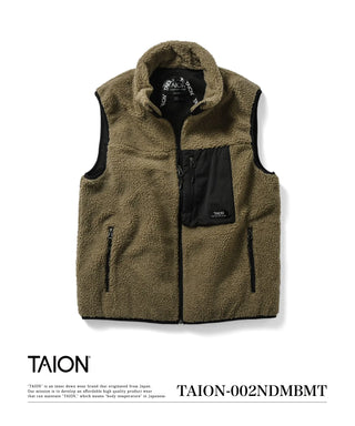 ノンダウン マウンテン ハイネックジップ ボアベスト<taion-002ndmbmt>
