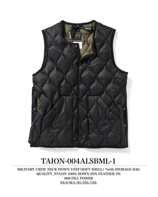 ミリタリー クルーネック ダウンベスト-ソフトシェル – TAIONインナー ミリタリー クルーネック ダウンベスト-ソフトシェル – TAIONインナー