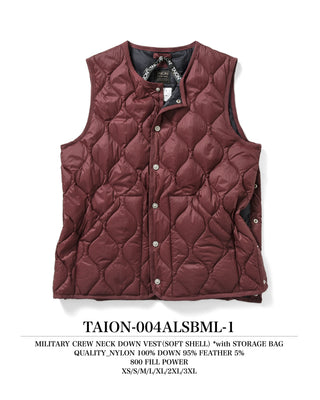 ミリタリー クルーネック ダウンベスト-ソフトシェル – TAIONインナー ミリタリー クルーネック ダウンベスト-ソフトシェル – TAIONインナー