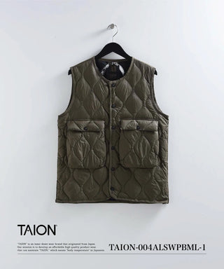 ミリタリー クルーネックWポケット ダウンベスト-ソフトシェル<TAION-004ALSWPBML-1>