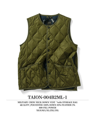 ミリタリー クルーネックボタン ダウンベスト – TAIONインナーダウン ミリタリー クルーネックボタン ダウンベスト – TAIONインナーダウン