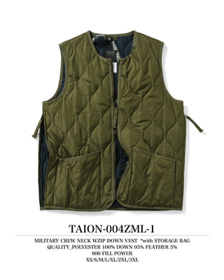 ミリタリー クルーネックWジップ ダウンベスト – TAIONインナーダウン ミリタリー クルーネックWジップ ダウンベスト – TAIONインナーダウン