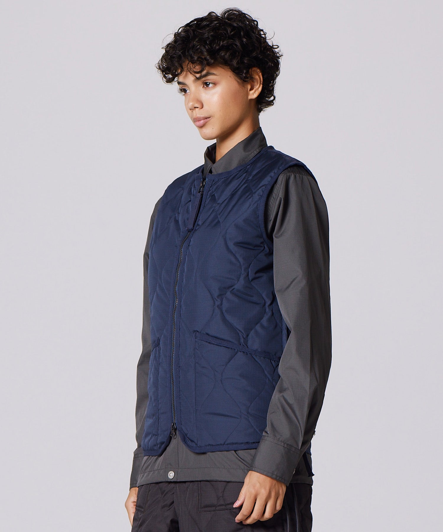 taion ミリタリー クルーネックボタン ダウンベスト ブラック m TAION[タイオン] MILITARY CREW NECK BUTTON DOWN VEST [004B2ML
