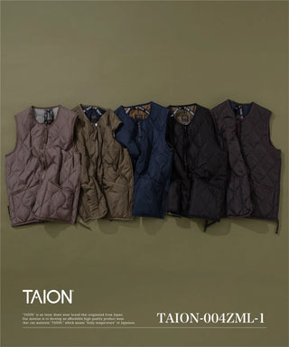 ミリタリー クルーネックWジップ ダウンベスト<TAION-004ZML-1>