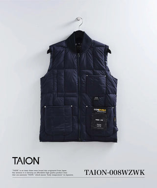 ワーク リブネックWジップ ダウンベスト<TAION-008WZWK>