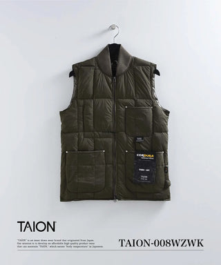 ワーク リブネックWジップ ダウンベスト<TAION-008WZWK>