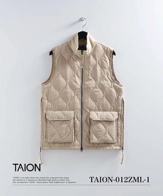 ミリタリー リブハイネックWジップ ダウンベスト<TAION-012ZML-1>
