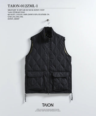 TAION ダウンベスト ネイビー キルティング ミリタリー Vネックジップ ダウンベスト – TAIONインナーダウン